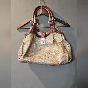 Brahmin Celia Melbourne/Praline Shoulder‎ Bag Satchel Croc Leather Womens OS
